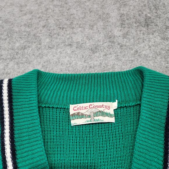 Celtic Country Mens XL Irish Ireland Acrylic Knit Green V Neck Varsity Sweater - Picture 6 of 13